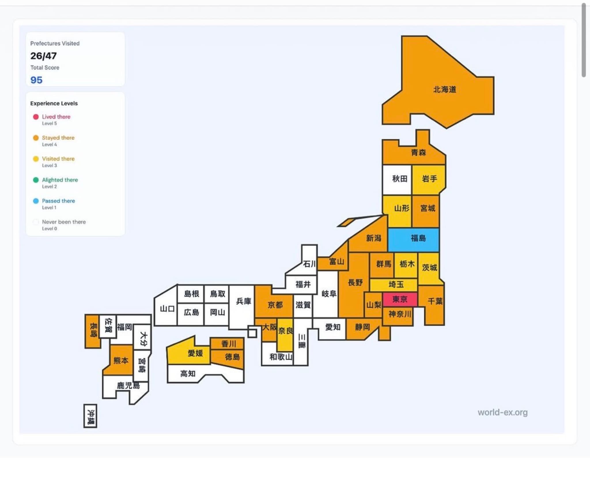 Japan Visited Map 2025